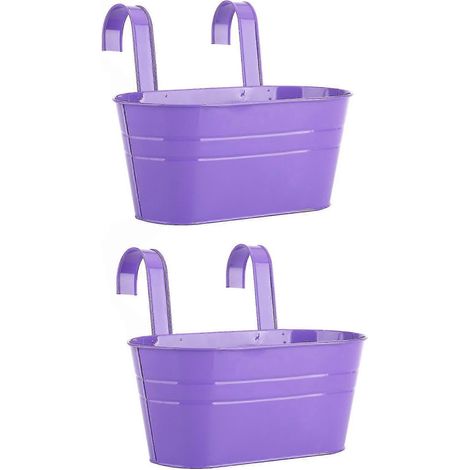 Support pour plantes de balcon, pot de fleurs, 2 crochets, jardinière suspendue amovible, décoration pour balustrade de jardin, violet (1/4)