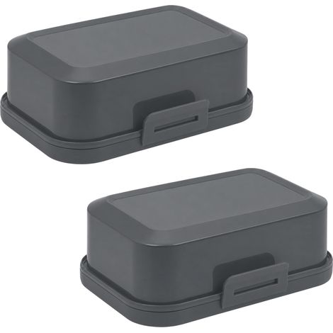2 beurriers empilables avec couvercle et fermeture à clic, anthracite/anthracite, boîte en plastique, cloche à beurre, sans BPA, multi-usages, robustes (1/5)