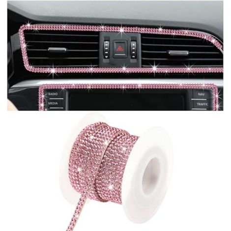 Irovami Bande adhésive rose clair à strass pour garniture intérieure de voiture, 5 mètres (1 rouleau) (1/5)
