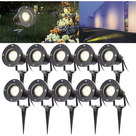 TolleTour Lot de 10 Projecteur de jardin Spot Led Extérieur Avec Piquet, 6W Éclairage Extérieur IP65 Blanc Chaud
