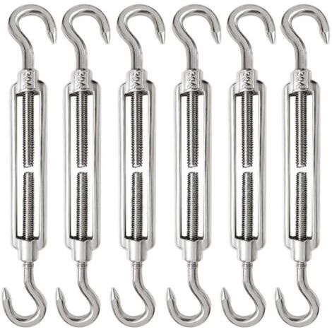 6 Pièces Tendeur Cable M6 Tendeur Cable Inox 304 Réglable Crochet de Ridoir et Crochet pour Tendeur de Fil Cable Acier Corde Crochet Tendeur (1/5)
