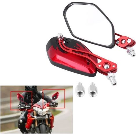 DUOKON 1 paire de 8mm 10mm universel moto Scooter en aluminium motif de flamme rétroviseurs rouges-TIP (1/4)