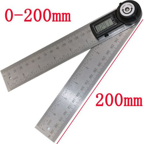 Règle D'angle Numérique,Rapporteur,Mesure de Longueur 400 mm et d'Angle en Acier Inoxydable avec Maintien,Zéro et Grand Ecran LCD