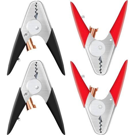 Serre-Câbles Robustes 4 Pièces, Pinces de Batterie, Extrémités de Câble de Démarrage, Pinces de Chargeur de Batterie de 6 Pouces, Pinces Crocodiles (1/5)