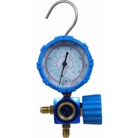 Manomètre à collecteur unique, manomètre pour climatisation avec échelle graduée transparente, compatible avec les fluides frigorigènes R410A, R22, R134A et R404A (1/5)