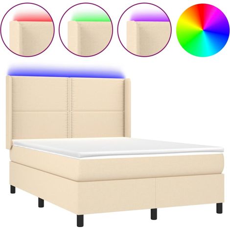 Maison Exclusive - Boxspringbett mit Matratze & LED Creme 140x200 (1/5)