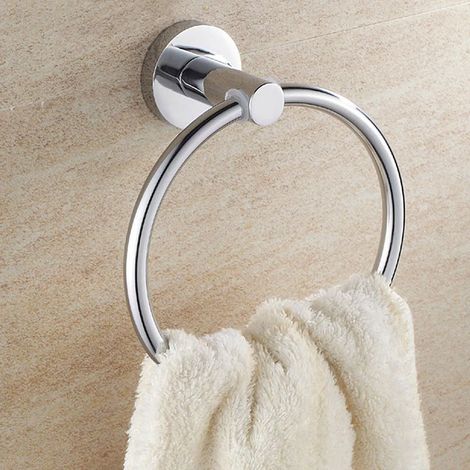 Wall Mounted Round Towel Ring Stainless Steel Towel Rail Chrome Modern Towel Holder for Bathroom and Kitchen (1/5)
