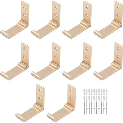 Crochets/cintres muraux pliables pour vêtements et serviettes, lot de 5 (doré). (1/5)