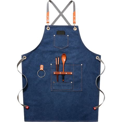 (Blue)High Quality Cowboy Apron with Pockets for Hairdresser, Painter, Gardener, Hair Stylist for Women and Men (1/4)