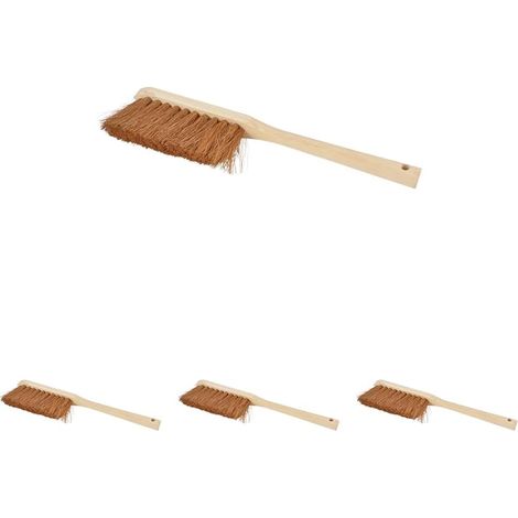 , Balayette Bois Fibres de Coco Manche Long 45 cm (Lot de 4)