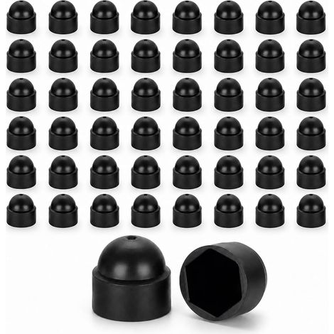 Cache-Écrou M10 Clé 17 Noir Antirouille, Capuchon Plastique pour Vis et Boulon Hexagonal, Cache Vis Haute Densité Contre Pluie et Rayons UV, Protection Extérieure, Lot de 50 Pièces (1/5)