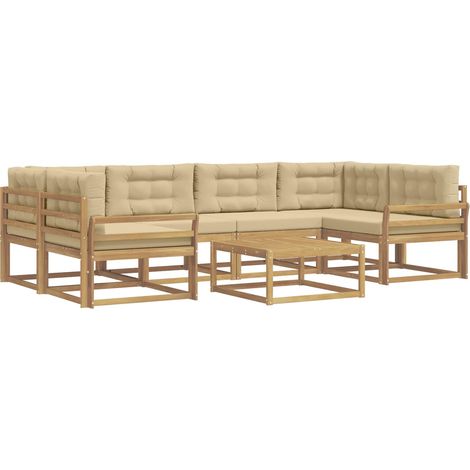 Outdoor Sofa Set 5 pcs White and Beige vidaXL (1/5)