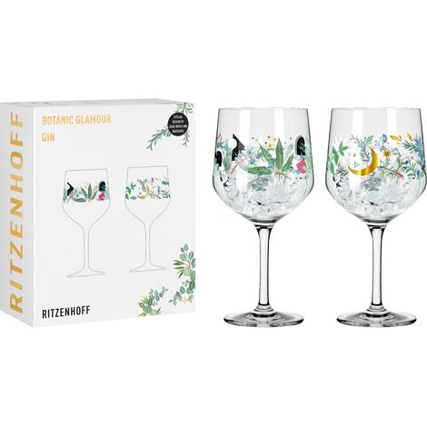 Verre à gin 700 ml set de 2 série Botanic Glamour 2 coupes avec motif étoiles-lunes Made in Germany (1/5)
