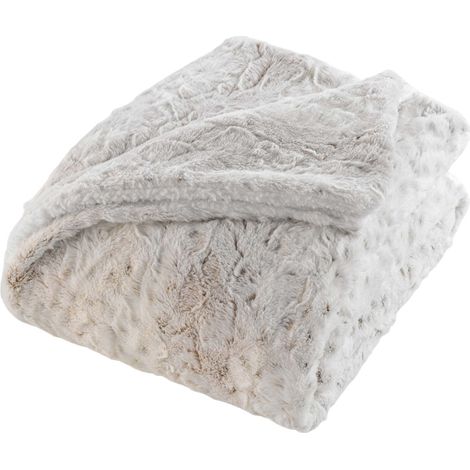 Plaid XL Imitation Fourrure Sherpa "Alaska" 220x240cm Naturel