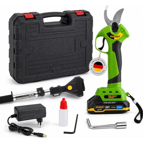 Procraft ES28Li Cesoie per rami a batteria 20 V Brushless + 1x batteria 2,0 Ah + caricabatteria + valigetta (1/5)