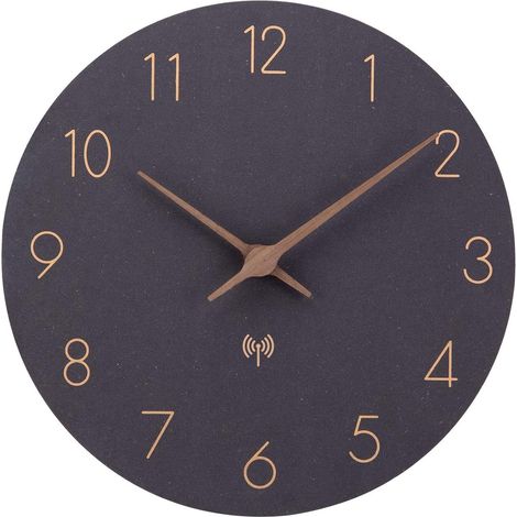 30 cm Bois MDF Radio Pilotée Horloge Murale sans Tic - Tac, Silencieuse, Horloge Numérique Murale Design Moderne Digitale, Grande pour la Chambre, la Maison, la Cuisine, la Chambre à Coucher (1/5)