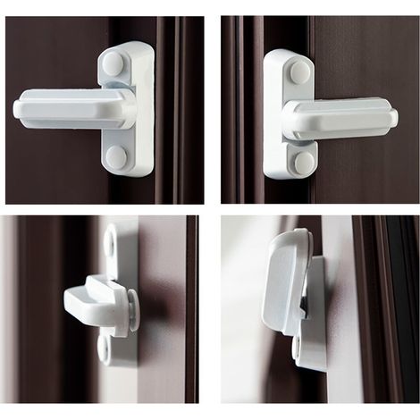 Fensterverriegelungs-Sicherheitsvorrichtung, Fenstersicherheitsschloss, 2 T-Bolzen, Türverriegelungsbeschläge, weiß, Schiebetürmontage.