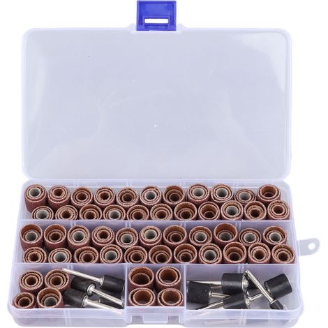 Kit de ponçage à tambour de 168 pièces avec 12 mandrins pour le travail du bois en atelier. (1/5)