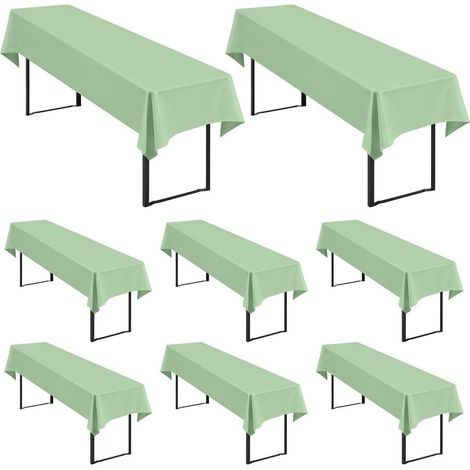 8er Set Biertischdecken Salbeigrün 250x100cm, pflegeleicht & waschbar