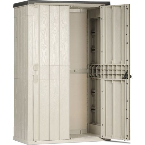 Casetta capanno porta attrezzi in resina da esterno giardino a 2 ante lucchettabili High Stora Way Toomax