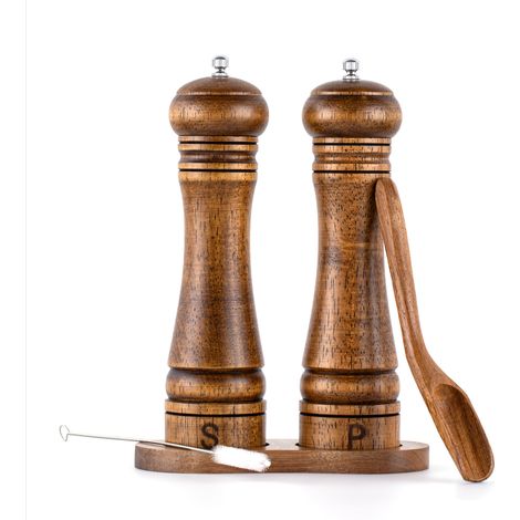 Pfeffermühle, Salz- und Pfeffermühle, Mühle aus Massivholz mit verstellbarem Keramikmahlrad, 8 Zoll (1 Stück)