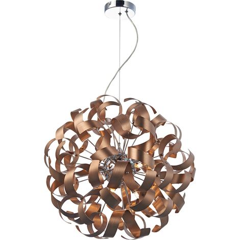 DAR RAWLEY - Suspension ruban sphérique cuivre brossé, 9x G9 (1/5)