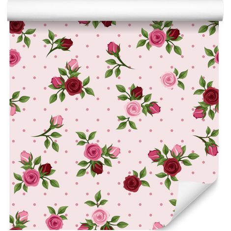 Papel pintado de rosas vintage para salón y dormitorio, 50x1000 cm. (1/5)