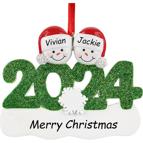 Décorations de Noël familiales personnalisées LAOA 2024 - Décorations de Noël en famille de bonhommes de neige de 2 personnes, décorations décoratives à suspendre pour sapin de Noël, cadeaux de Noël p (1/5)