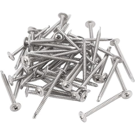 Vis à bois autoforeuse tête ronde en inox 304, 50 pièces, M4.2x50 mm, idéales pour réparation de meubles et travaux de bricolage. (1/5)