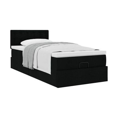 Cadre de lit coffre, matelas noir, 80 × 200 cm, tissu, espace de rangement généreux, tissu doux et respirant, meuble de chambre, design contemporain, montage facile (1/5)