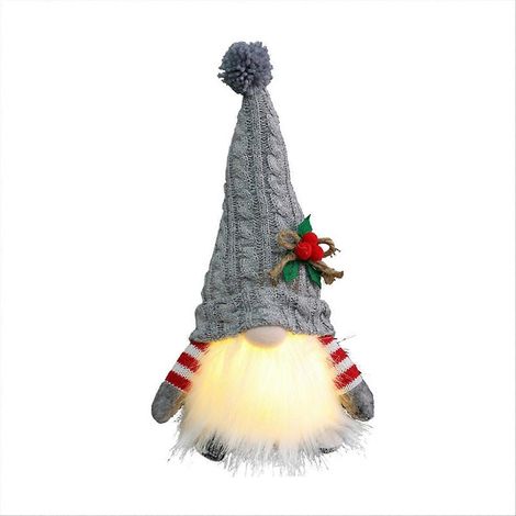 Lutin de Noël Gris avec Lumière LED pour Décorations de Fêtes (1/5)