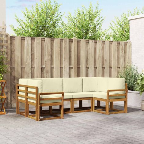 Outdoor-Sofagarnitur mit Kissen 6 pcs Natur und Creme