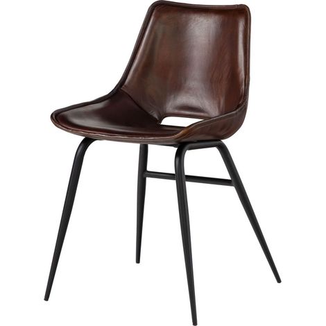 IRON LABEL 22 Set da 2 Sedie in vera pelle - marrone 47x59x78