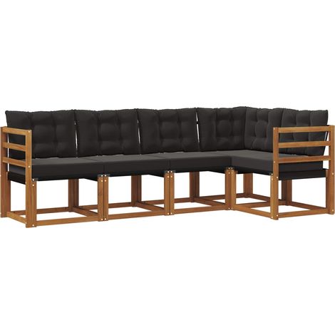 Outdoor Sofa Set with Cushion 5 pcs Natural and Black vidaXL (1/5)