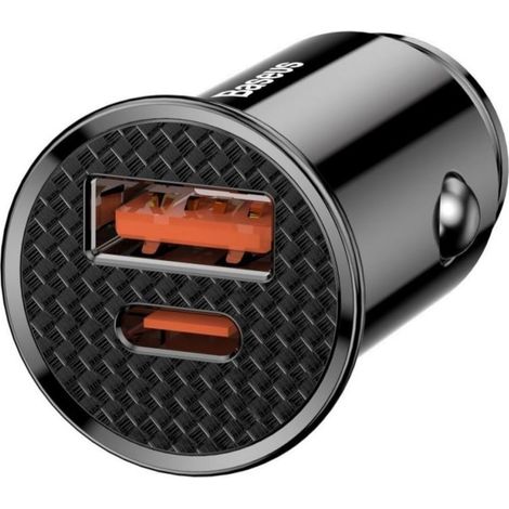 Caricabatterie intelligente per auto con porte USB e USB-C QC PD, nero (1/5)