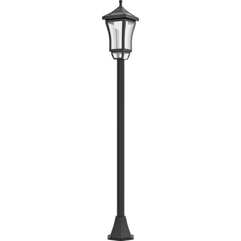 Klassische LED-Solar-Laterne, Stehleuchte für den Außenbereich, 30 lm, 15x15x127 cm, schwarz – Wasserdichte Designer-Gartenleuchte, dekorative Solar-Sockelleuchte für Terrasse und Gehweg.