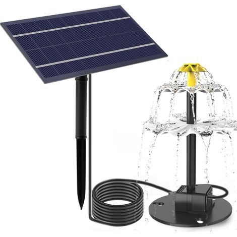 4-Watt-Solarbrunnenpumpe mit 9 Düsen für Vogeltränken, solarbetriebene Wasserbrunnenpumpe für Gartenteich, Pool, Aquarium und Außenbereich