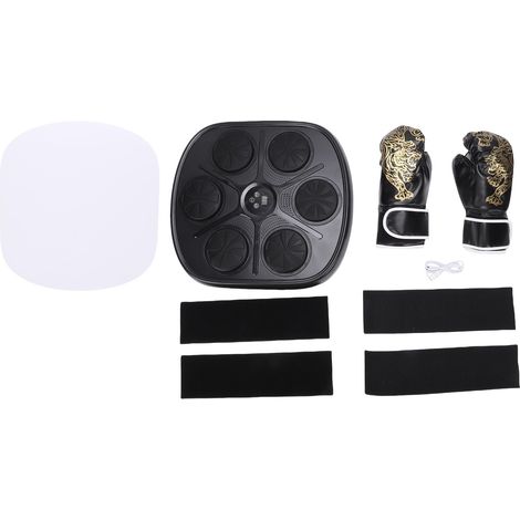 Machine de boxe musicale avec lumières LED, 9 modes de vitesse, entraîneur de frappe mural avec gants pour entraînement professionnel, exercice quotidien (1/5)