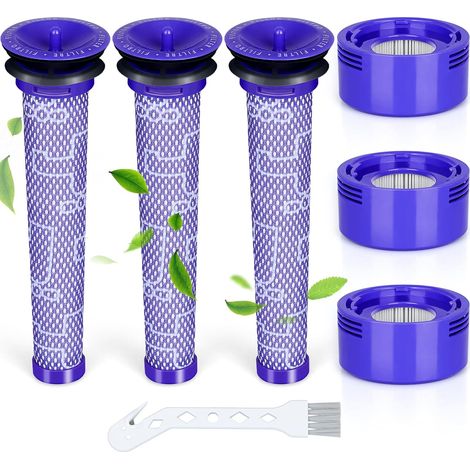 V7 V8 Filtre pour Dyson, Remplace les filtres et les préfiltres pour aspirateur Dyson V8 V7 Animal Absolute Motorhead, 3 kits de filtres HEPA et 3 pré-filtres de rechange 965661-01&967478-01 (1/5)
