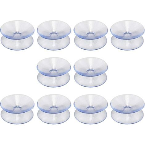 Lot de 10 ventouses double face en caoutchouc de silicone pour dessus de table - Ventouse transparente sans crochets - Compatible avec plateau en verre - Taille : 35 mm (1/5)