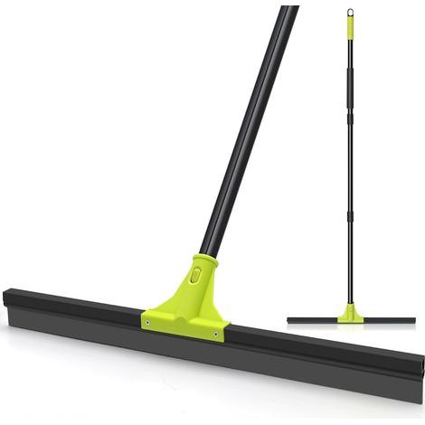 1 Balai Raclette, Tête Large 60 cm, Manche Télescopique 158 cm, Angle 45°, Caoutchouc Durable, Terrasse Salle de Bain Garage