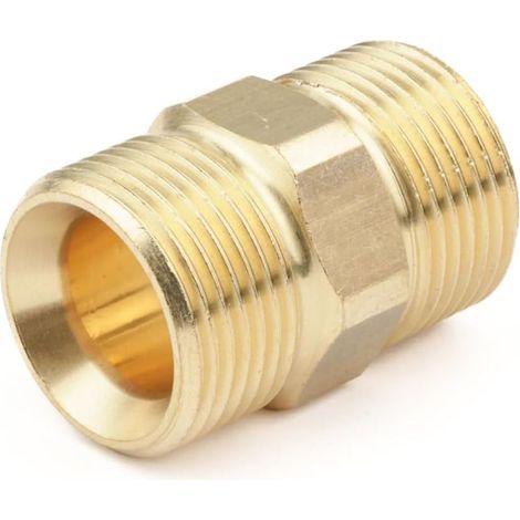 1 Raccord M22 x 1.5 Laiton. Filetage Extérieur Double. Pour Tuyau Nettoyeur Haute Pression (1/4)