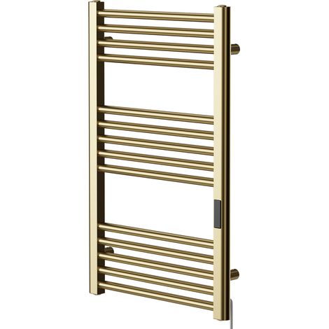 Pizarro Colore Brushed Brass 800mm x 500mm Straight Dry Thermal Electric Heated Towel Rail (1/5)