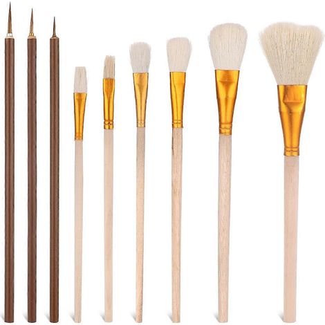 Ensemble de 9 pinceaux à glaçure pour céramique et peinture acrylique (1/5)