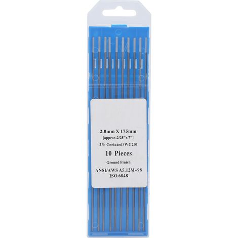 10Pcs Électrodes Tungstène WC20 Aiguille Arc Soudure Fine Aluminium Acier Gris 2.0mm Lot (1/5)