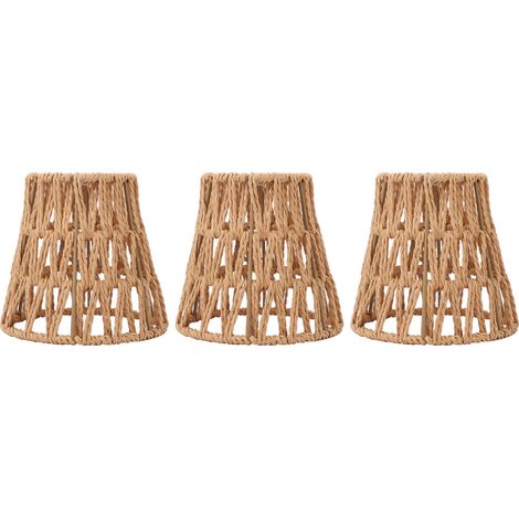 Ortviai Abat-jour en rotin artificiel tressé en papier, style bohème, 3 pièces, clip E14 pour lampes de table et lampes à poser (1/5)