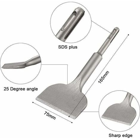SDS PLUS Fliesenmeißel, Premium Extension Serie, 165 mm x 75 mm, gebogener Meißel für Keramik- und Bodenfliesen (1/5)