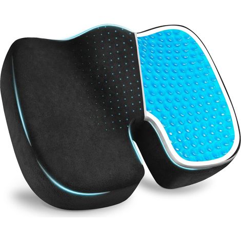 Coussin de Coussin Assise Mémoire de Forme Enmaillage 3D Coussin de Gel Coussin de Siège,Noir Velours (1/5)
