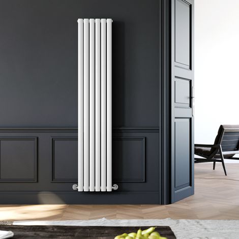 ELEGANT Designer Radiator Vertical Column Oval Panel Radiator 1800 x 360 mm White Double Heater