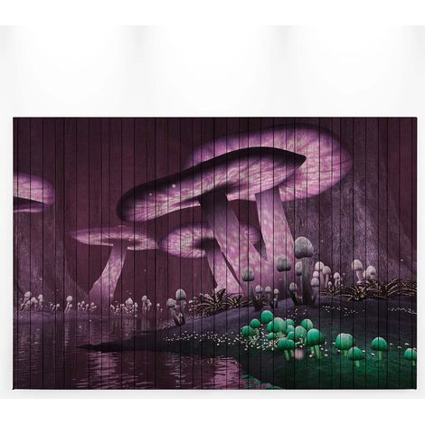 Tableau chambre enfant monde enchanté | Tableau original violet forêt de champignons | Tableau sur toile mauve pour couloir 0,9 x 0,6 m (1/5)